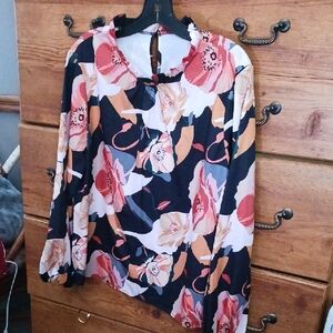 Floral Long Sleeve Women's Top - Multicolor